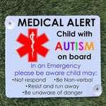 Custom Medical Alert Car Sign - Child with..