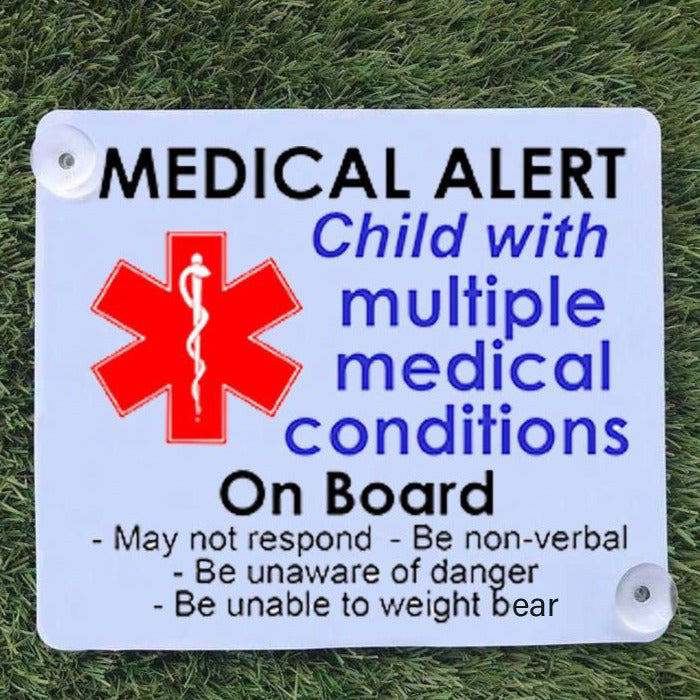 Medical Alert Car Sign - Multiple Medical Conditions Blue