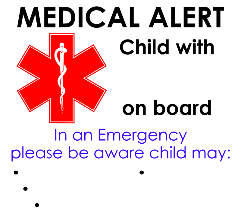 Custom Alert Sign Custom Medical Alert Car Sign - Child with.. – Project Protect