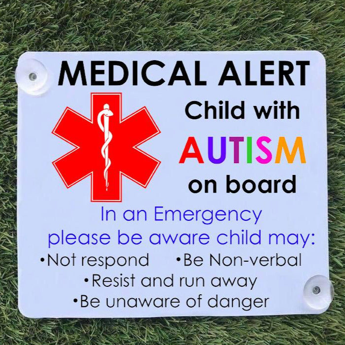 Medical Alert Car Sign - Child with Autism