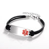 CUSTOM LIVE VIEW - Leather Link Medical Bracelet - Allergy Bracelet - Medical Alert