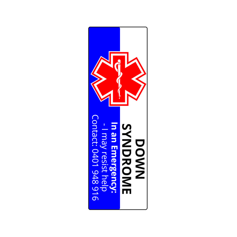 Medical Alert Key Ring - Emergency Contact DOWN SYNDROME