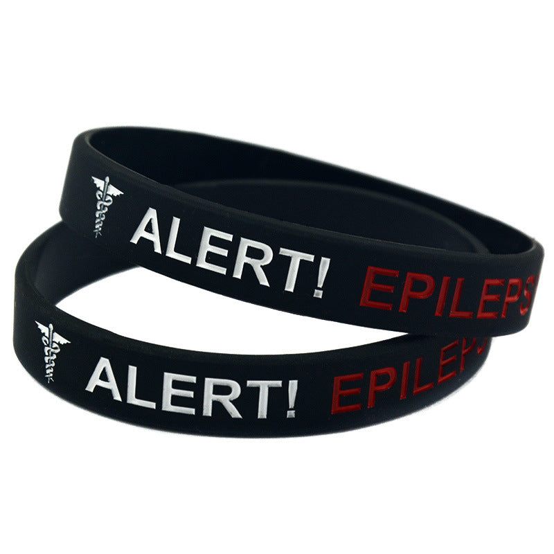 Alert Epilepsy Black Silicone Wristband