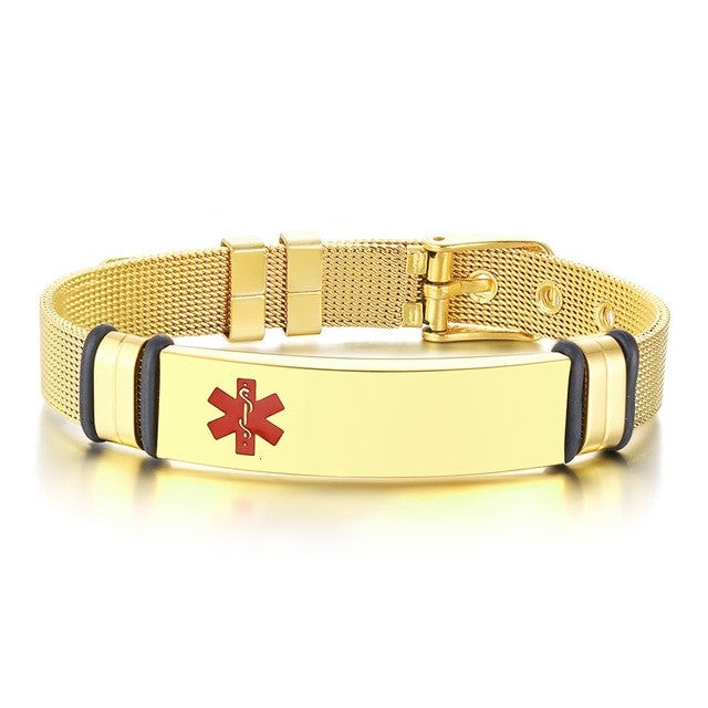 CUSTOM LIVE VIEW - Gold Colour Medical Bracelet - Allergy Bracelet - Medical Alert