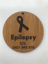 Wooden Medical Alert Epilepsy Key Ring