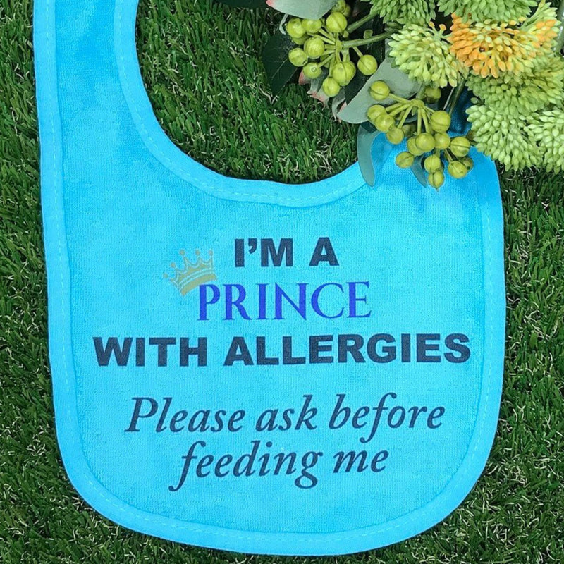 I'm a prince with allergies Bib - Blue