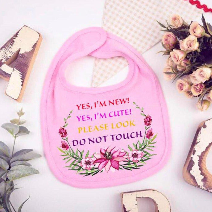 Look Don't Touch Bib - Pink