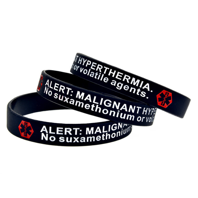 Malignant Hyperthermia warning Silicone Wristband
