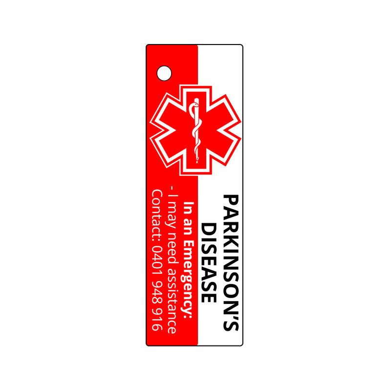 Medical Alert Key Ring - Emergency Contact PARKINSON’S DISEASE