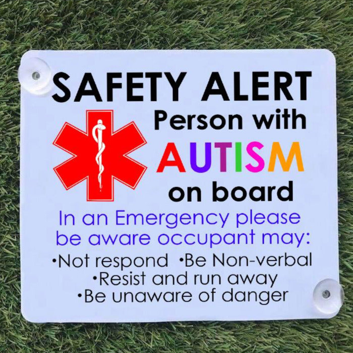 Safety Alert - Person with Autism car sign