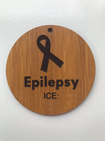Wooden Medical Alert Epilepsy Key Ring