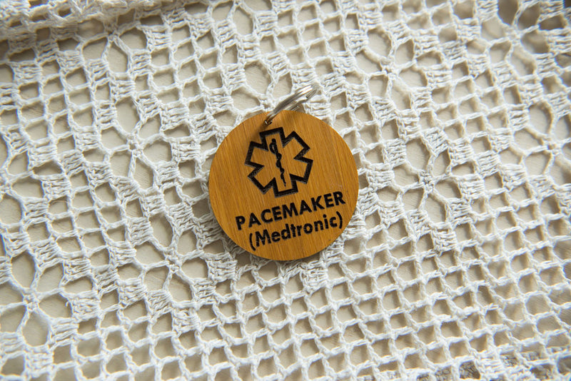 Wooden Medical Alert Pacemaker Key Ring